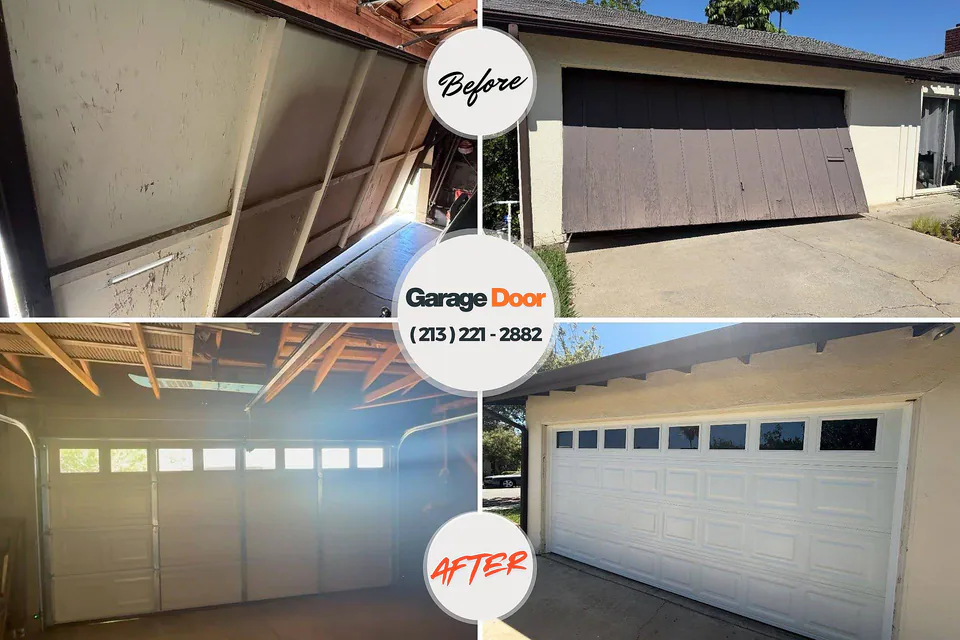 Before and after: garage door repair Bondurant, IA